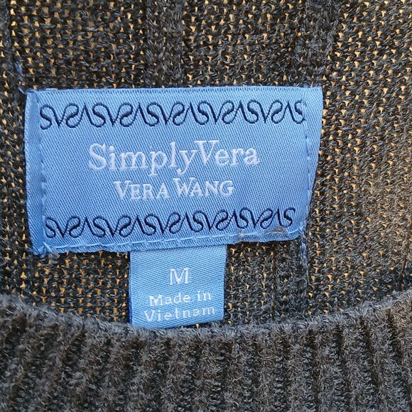 Simply Vera  Dark Grey Cotton Blend Sweater Long Sleeve Buttons onthe Cuffs SzL - Picture 4 of 6